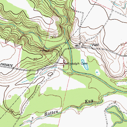 Topographic Map of Rydolph Cemetery, TX