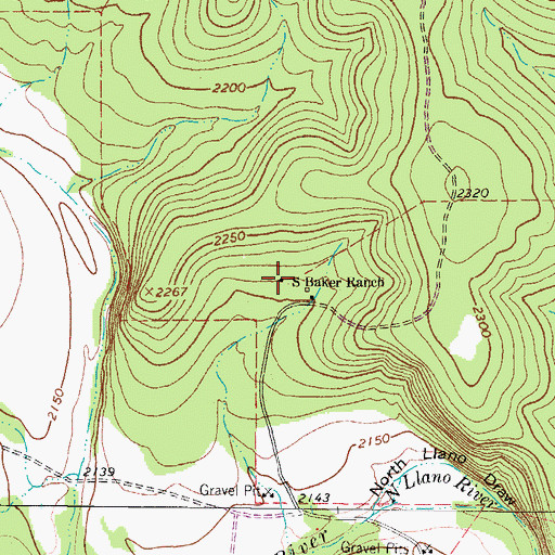 Topographic Map of S Baker Ranch, TX