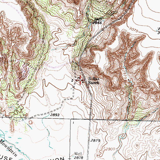 Topographic Map of S-Bar Ranch, TX
