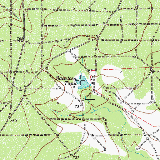 Topographic Map of Sacatosa Tank, TX