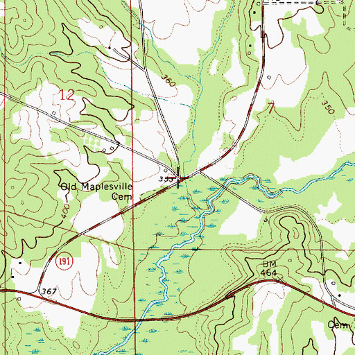 Topographic Map of Old Maplesville (historical), AL