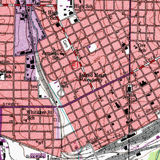 Topographic Map of Sacred Heart Academy, TX