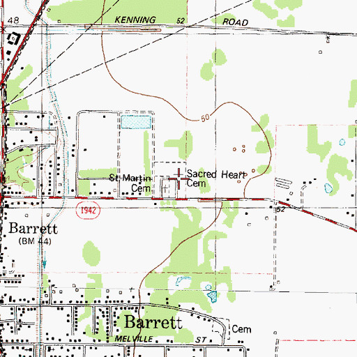 Topographic Map of Sacred Heart Cemetery, TX