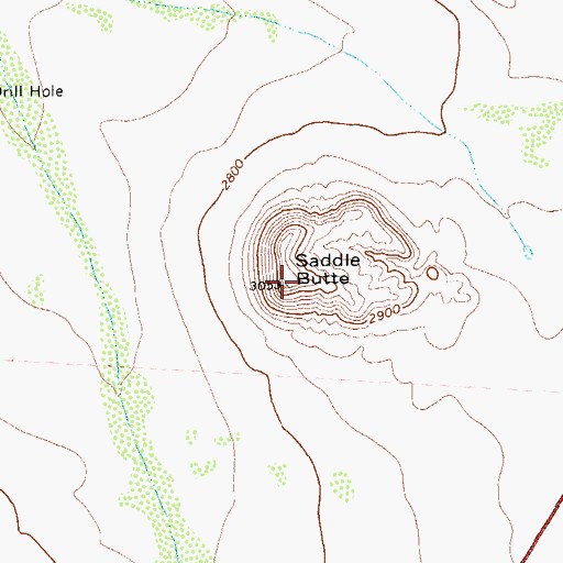 Topographic Map of Saddle Butte, TX