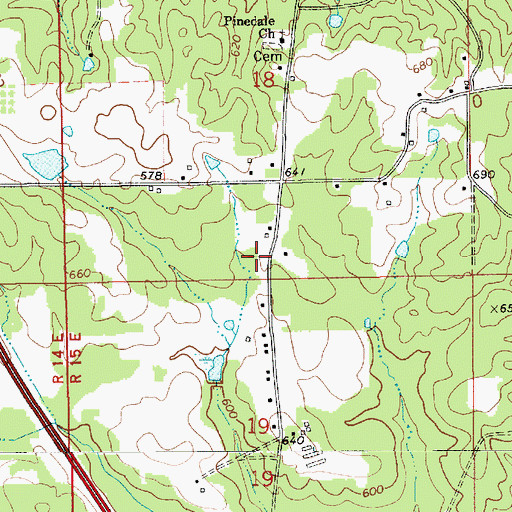 Topographic Map of Pine Dale School (historical), AL