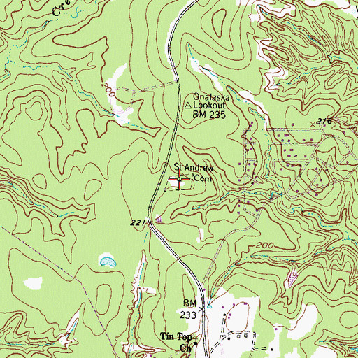 Topographic Map of Saint Andrew Cemetery, TX