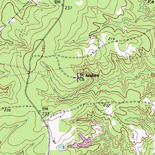 Topographic Map of Saint Andrew Church, TX