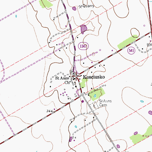Topographic Map of Saint Anns Church, TX