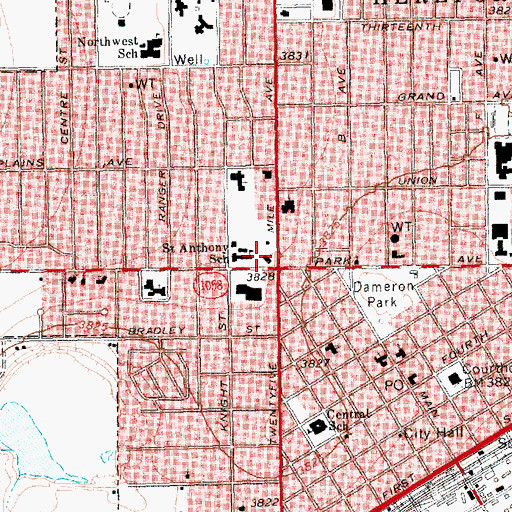 Topographic Map of Saint Anthony Catholic School, TX