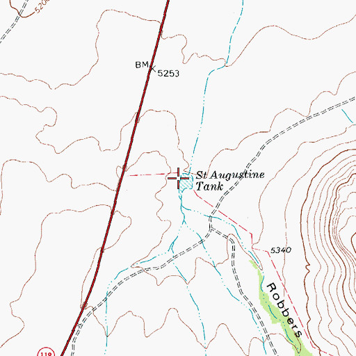 Topographic Map of Saint Augustine Tank, TX
