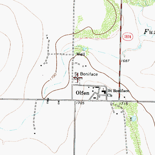 Topographic Map of Saint Boniface Cemetery, TX