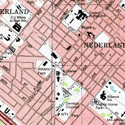 Topographic Map of Saint Charles School, TX