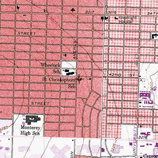 Topographic Map of Saint Christophers School, TX