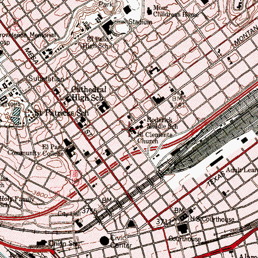 Topographic Map of Saint Clements Church, TX