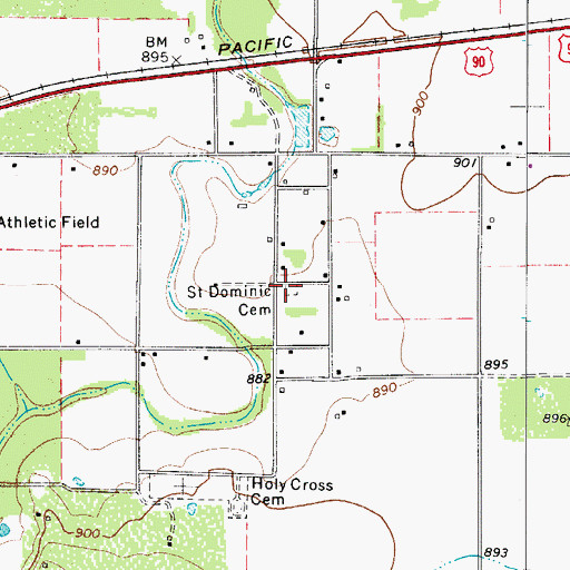 Topographic Map of Saint Dominic Cemetery, TX