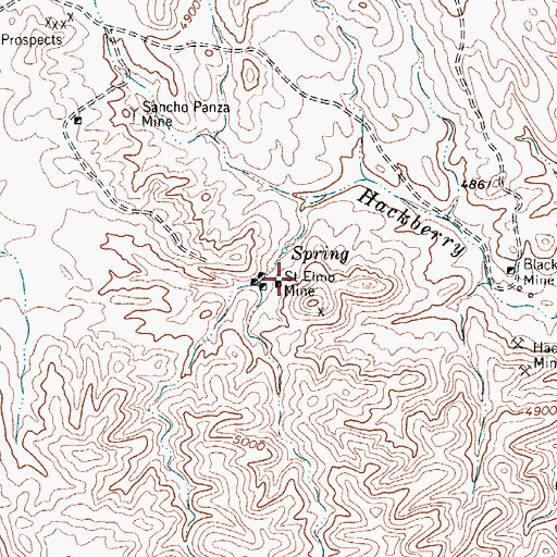 Topographic Map of Saint Elmo Mine, TX
