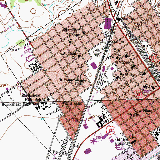 Topographic Map of Saint Emmanuel Church, TX