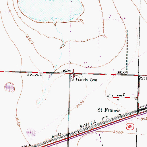 Topographic Map of Saint Francis Cemetery, TX