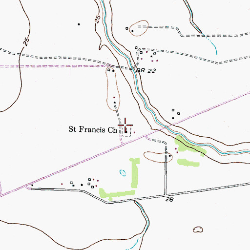 Topographic Map of Saint Francis Church, TX