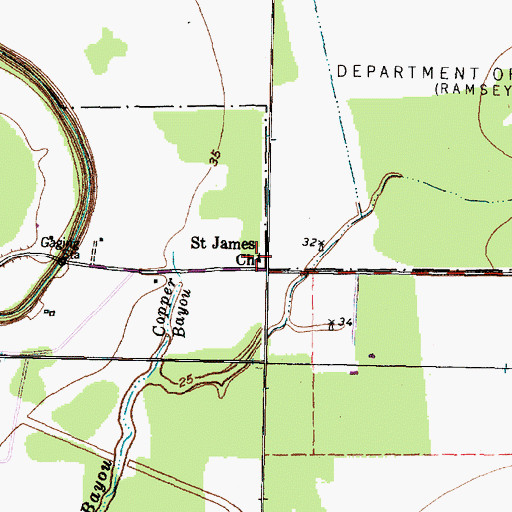Topographic Map of Saint James Church, TX