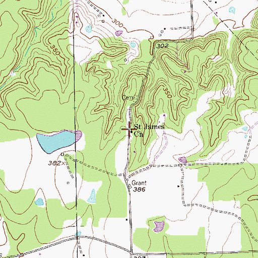 Topographic Map of Saint James Church, TX
