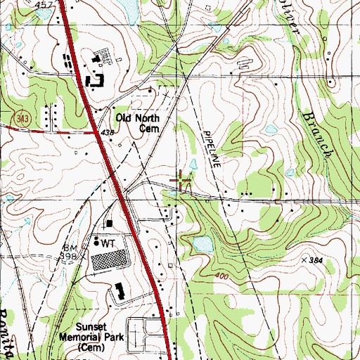 Topographic Map of Saint James Church, TX