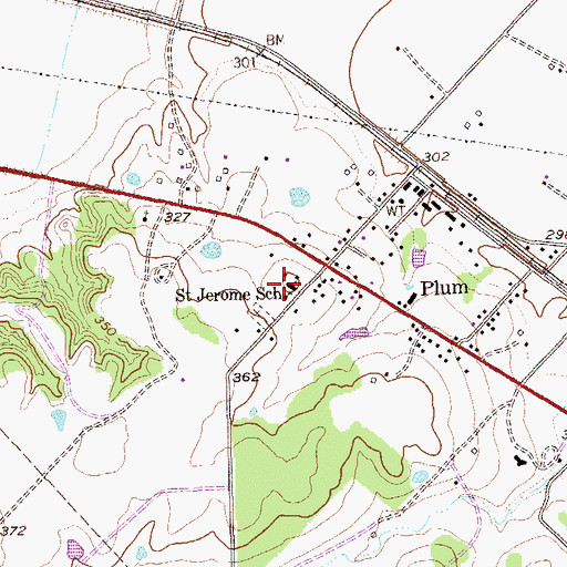 Topographic Map of Saint Jerome School, TX