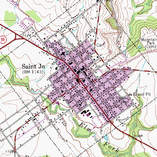Topographic Map of Saint Jo, TX
