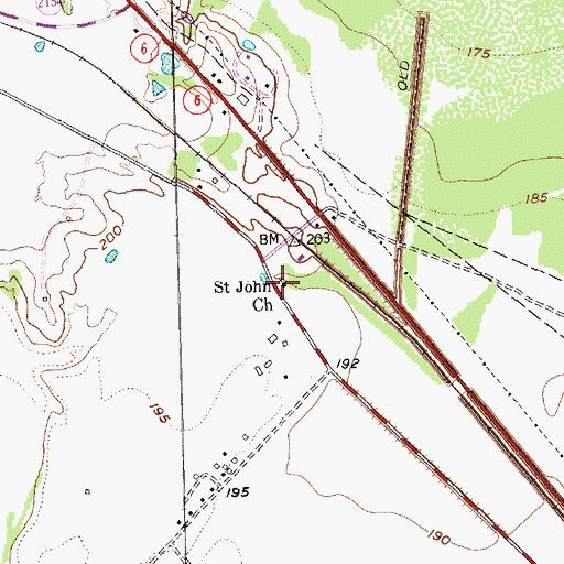 Topographic Map of Saint John Church, TX