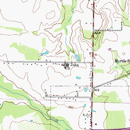 Topographic Map of Saint John Church, TX