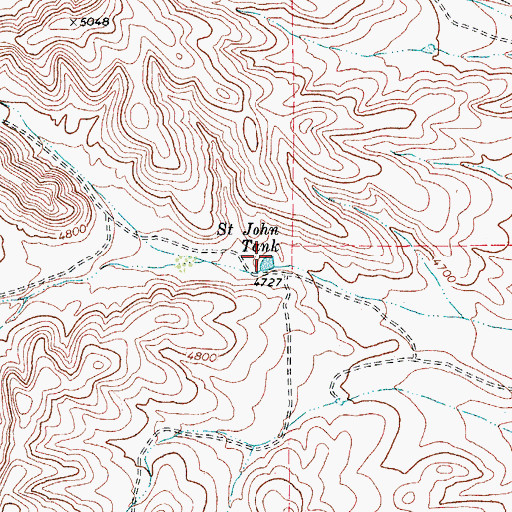 Topographic Map of Saint John Tank, TX