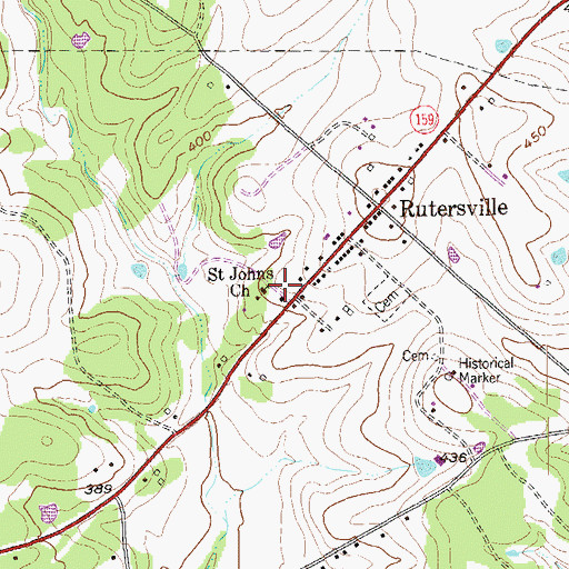 Topographic Map of Saint Johns Church, TX