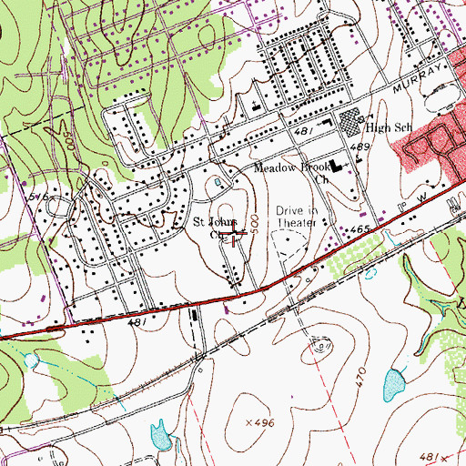 Topographic Map of Saint Johns Church, TX