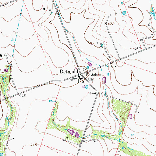 Topographic Map of Saint Johns Church, TX