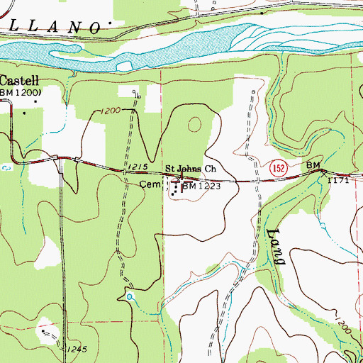 Topographic Map of Saint Johns Church, TX