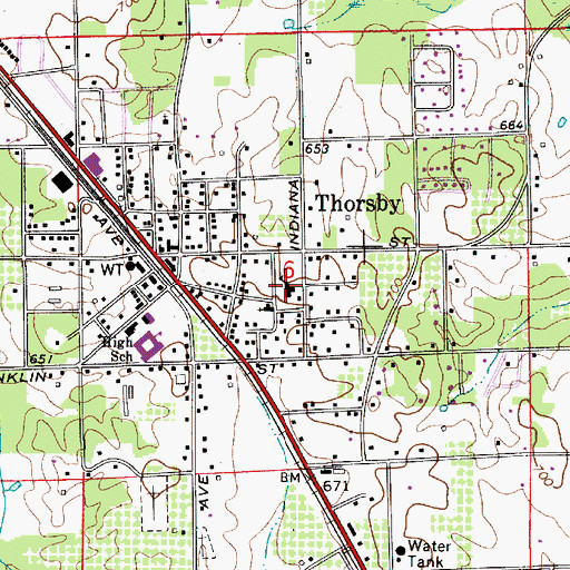 Topographic Map of Thorsby Institute (historical), AL