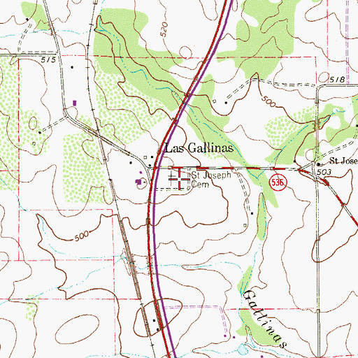 Topographic Map of Saint Joseph Cemetery, TX