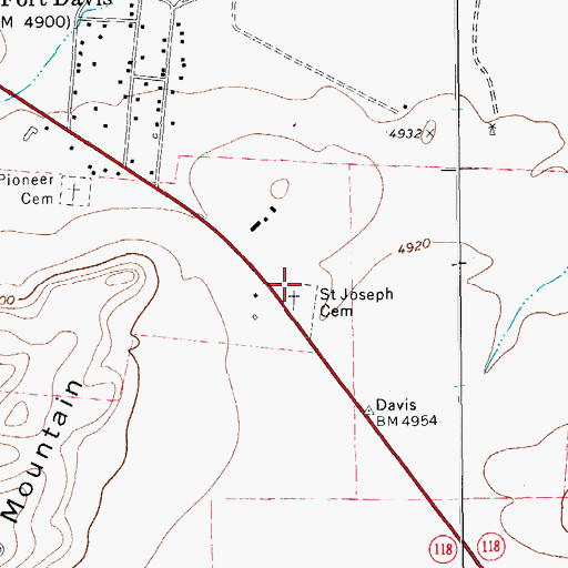 Topographic Map of Saint Joseph Cemetery, TX