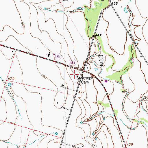 Topographic Map of Saint Joseph Cemetery, TX