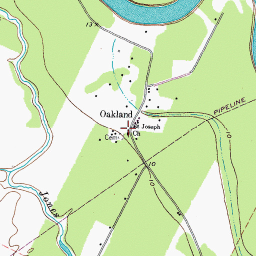 Topographic Map of Saint Joseph Church, TX