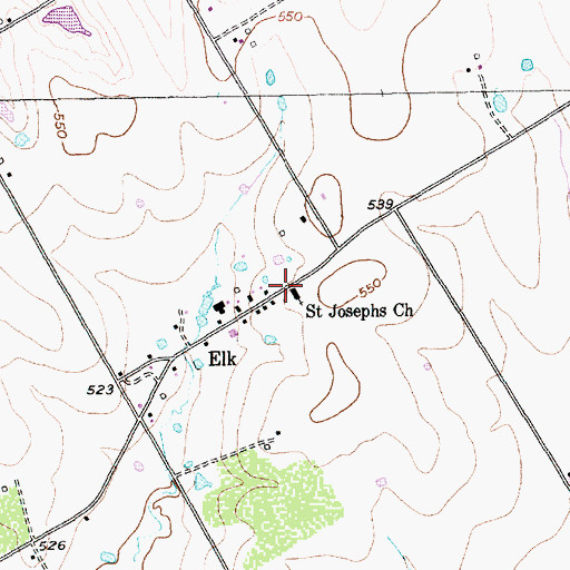Topographic Map of Saint Joseph Church, TX