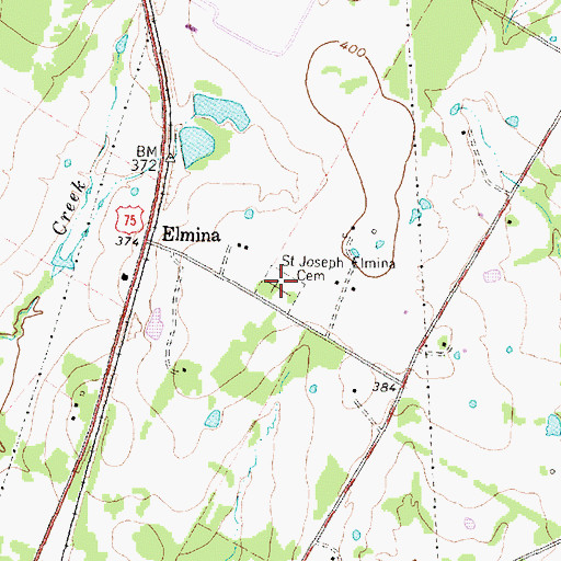 Topographic Map of Saint Joseph Elmina Cemetery, TX