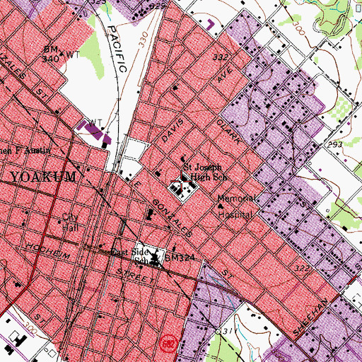 Topographic Map of Saint Joseph High School, TX