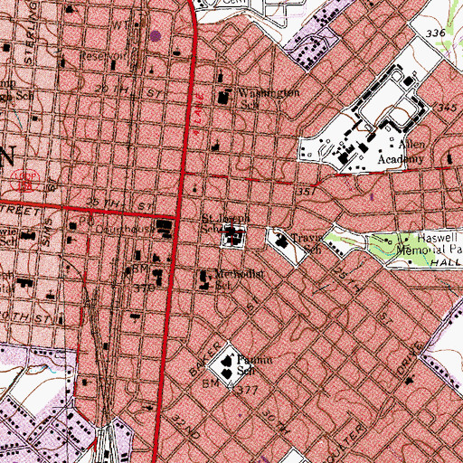 Topographic Map of Saint Joseph School, TX