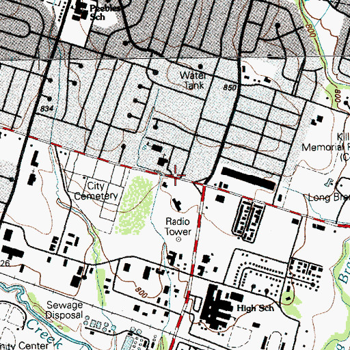 Topographic Map of Saint Joseph School, TX