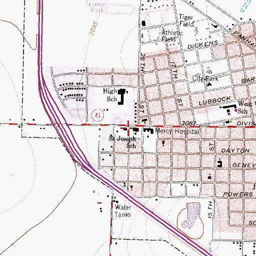 Topographic Map of Saint Joseph School, TX