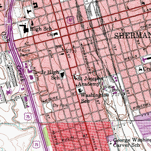 Topographic Map of Saint Josephs Academy, TX