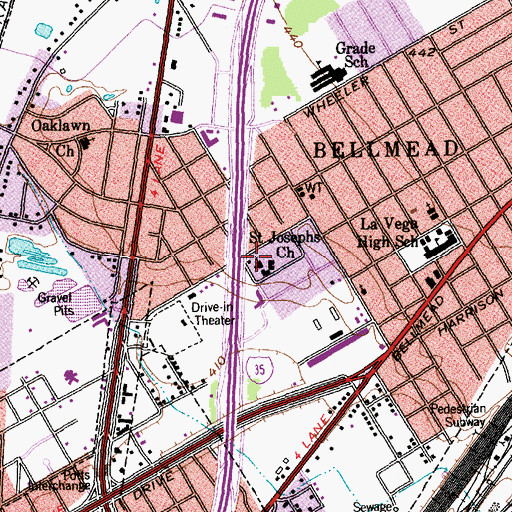 Topographic Map of Saint Josephs Church, TX