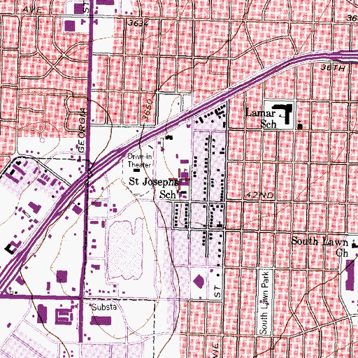 Topographic Map of Saint Joseph Catholic Elementary School, TX
