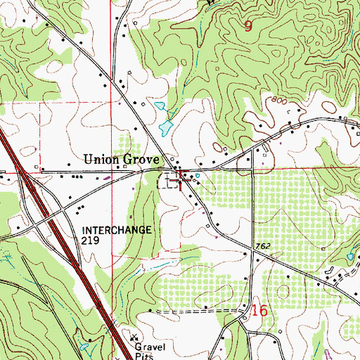 Topographic Map of Union Grove Church, AL